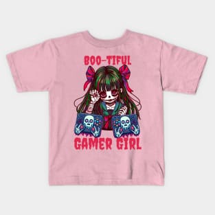 Halloween Spooky Gamer Girl Kids T-Shirt